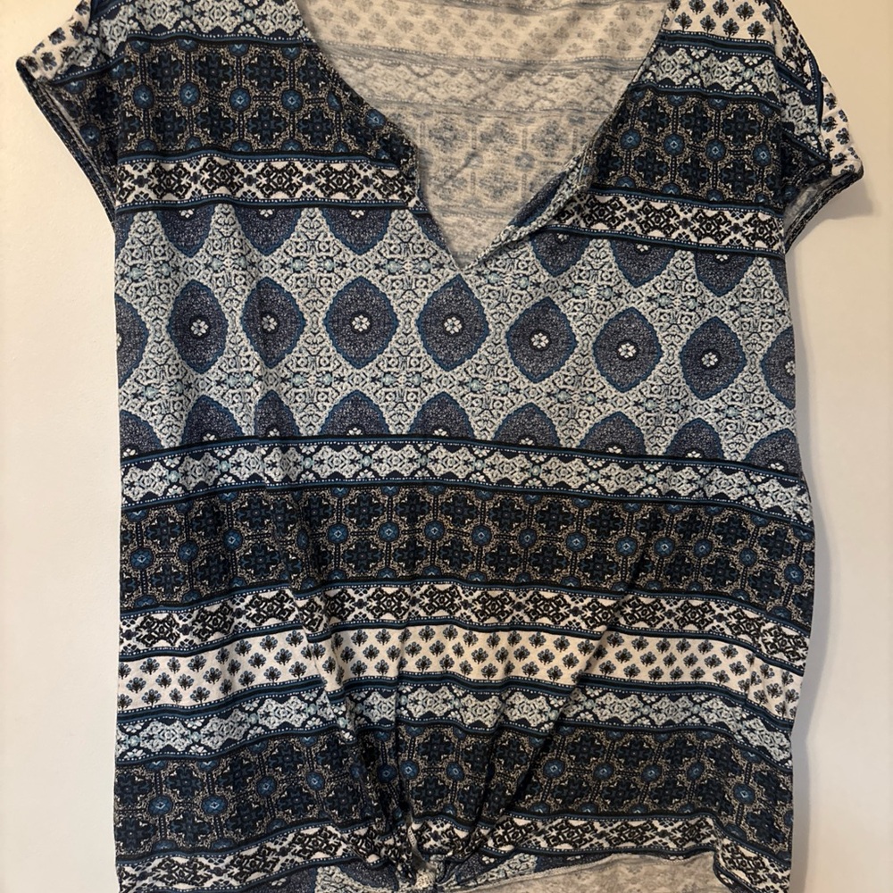 Lucky Brand Women's Sleeveless Top Size L Tie Front Multicolor V-Neck